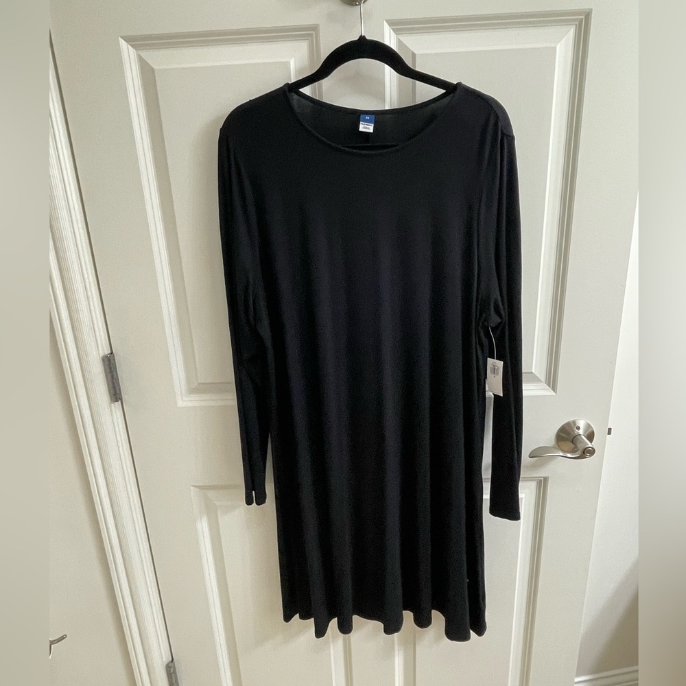 NWT Old Navy Long-Sleeve Jersey-Knit Mini Swing Dress 2X Classic Black